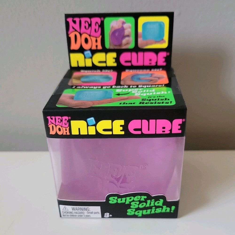 Needoh Nice Cube PURPLE Authentic Nee Doh Squishy Squeezy Classic Sealed New